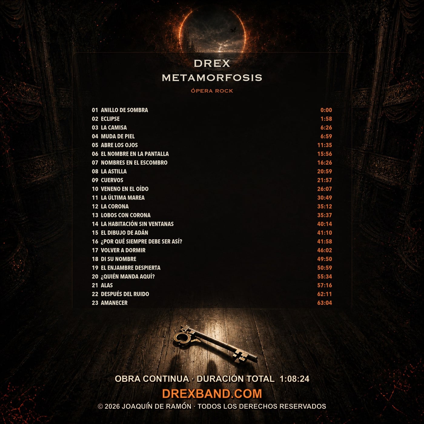 METAMORFOSIS — Ópera Rock — contraportada e índice